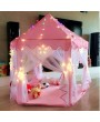 Folding Princess Castle Tent Kids Children Funny Play Fairy House With Light
